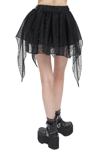 Grunge-Inspired Women's Mesh Skirt with Irregular Layers